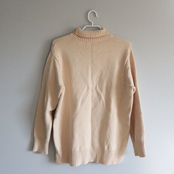 Oak + Fort Womens XS Cream Turtleneck Minimalist Knit Pullover Ribbed Sweater - Picture 2 of 11